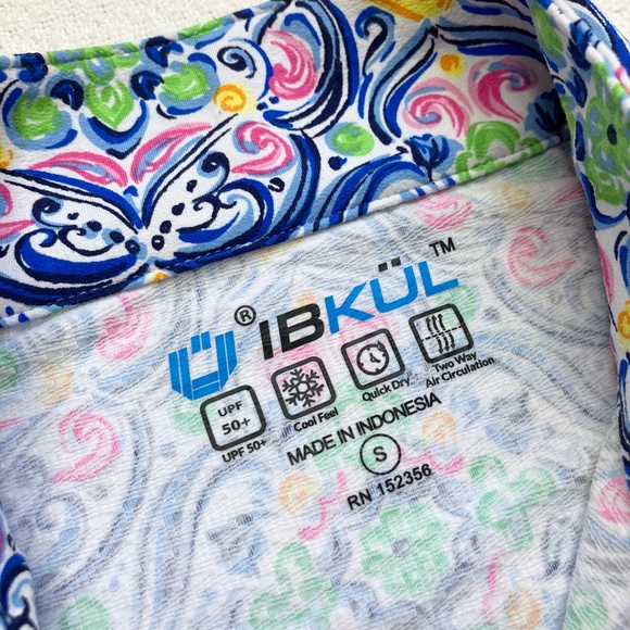 IBKUL Top Nora Print Long Sleeve Mock Neck 1/4 Zip UPF 50+, Size Small - Picture 7 of 16